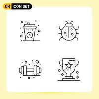 4 Creative Icons for Modern website design and responsive mobile apps 4 Outline Symbols Signs on White Background 4 Icon Pack vector