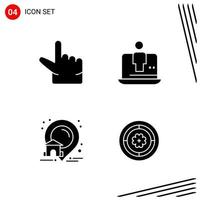 Collection of 4 Vector Icons in solid style Pixle Perfect Glyph Symbols for Web and Mobile Solid Icon Signs on White Background 4 Icons