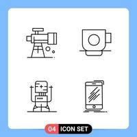 4 Line Black Icon Pack Outline Symbols for Mobile Apps isolated on white background 4 Icons Set vector