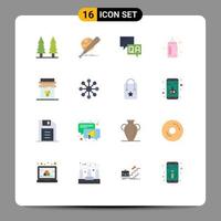 conjunto de 16 iconos modernos de la interfaz de usuario signos de símbolos para el desayuno pezón información del alimentador divertido paquete editable de elementos de diseño de vectores creativos