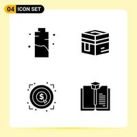 4 Creative Icons for Modern website design and responsive mobile apps 4 Glyph Symbols Signs on White Background 4 Icon Pack vector