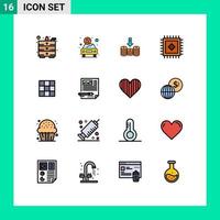 Mobile Interface Flat Color Filled Line Set of 16 Pictograms of instagram feed coins rug arrow Editable Creative Vector Design Elements