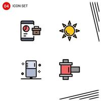 Set of 4 Modern UI Icons Symbols Signs for business enema seo shinning form Editable Vector Design Elements