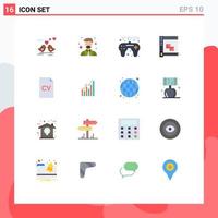 Universal Icon Symbols Group of 16 Modern Flat Colors of education planning game controller panel develop Editable Pack of Creative Vector Design Elements