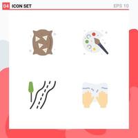 Modern Set of 4 Flat Icons Pictograph of bag route wheat hobbies massage Editable Vector Design Elements