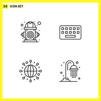 4 Icon Set Simple Line Symbols Outline Sign on White Background for Website Design Mobile Applications and Print Media vector