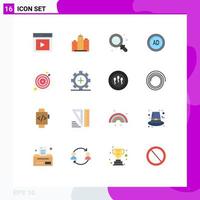 Group of 16 Flat Colors Signs and Symbols for blocker find estate research back Editable Pack of Creative Vector Design Elements