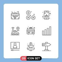 Set of 9 Modern UI Icons Symbols Signs for credit atm entertainment technology location Editable Vector Design Elements