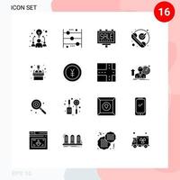 Mobile Interface Solid Glyph Set of 16 Pictograms of received ok learning checked poster Editable Vector Design Elements