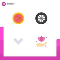 Editable Vector Line Pack of 4 Simple Flat Icons of arrow hand user arrow leaf Editable Vector Design Elements