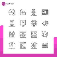 Outline Icon set Pack of 16 Line Icons isolated on White Background for responsive Website Design Print and Mobile Applications vector