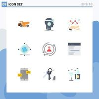 9 Thematic Vector Flat Colors and Editable Symbols of digital of virtual things iot Editable Vector Design Elements