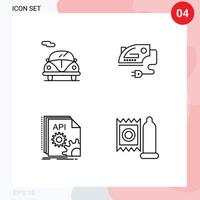 paquete de interfaz de usuario de 4 colores planos básicos de línea rellena de elementos de diseño vectorial editables de software de máquina eléctrica de codificación de automóviles vector