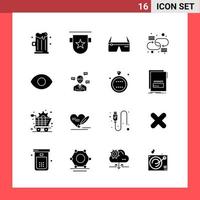 paquete de 16 iconos símbolos de glifo de estilo sólido sobre fondo blanco signos simples para diseño general vector