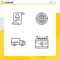 Collection of 4 Universal Line Icons Icon Set for Web and Mobile vector