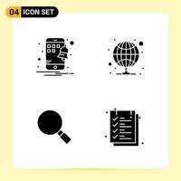 4 Creative Icons for Modern website design and responsive mobile apps 4 Glyph Symbols Signs on White Background 4 Icon Pack vector