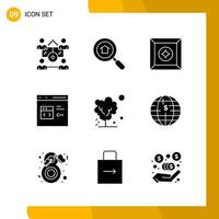 9 Icon Set Solid Style Icon Pack Glyph Symbols isolated on White Backgound for Responsive Website Designing vector