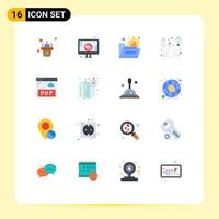 16 Universal Flat Colors Set for Web and Mobile Applications program data folder energy cable Editable Pack of Creative Vector Design Elements