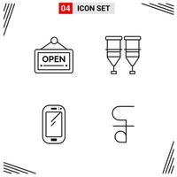 4 Icons Line Style Grid Based Creative Outline Symbols for Website Design Simple Line Icon Signs Isolated on White Background 4 Icon Set vector