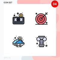 Pictogram Set of 4 Simple Filledline Flat Colors of money seo player media day Editable Vector Design Elements