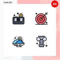 Pictogram Set of 4 Simple Filledline Flat Colors of money seo player media day Editable Vector Design Elements