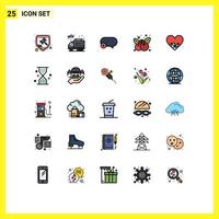 25 iconos creativos signos y símbolos modernos de amor cerezas chat acción de gracias cereza elementos de diseño vectorial editables vector