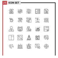 símbolo de icono universal grupo de 25 líneas modernas de puerta de papel de subasta tiempo de casa de navidad elementos de diseño vectorial editables vector