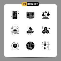 9 iconos creativos signos y símbolos modernos de saldo de venta de barcos precio descuento elementos de diseño vectorial editables vector