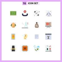 Flat Color Pack of 16 Universal Symbols of night climate hand watch food burrito Editable Pack of Creative Vector Design Elements