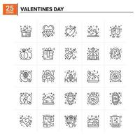 Fondo de vector de conjunto de iconos de día de San Valentín 25