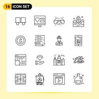 16 Creative Icons for Modern website design and responsive mobile apps 16 Outline Symbols Signs on White Background 16 Icon Pack vector