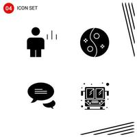 Collection of 4 Vector Icons in solid style Pixle Perfect Glyph Symbols for Web and Mobile Solid Icon Signs on White Background 4 Icons