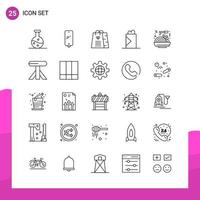 Outline Icon set Pack of 25 Line Icons isolated on White Background for responsive Website Design Print and Mobile Applications vector