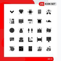 Pictogram Set of 25 Simple Solid Glyphs of medicine story microchip law document Editable Vector Design Elements