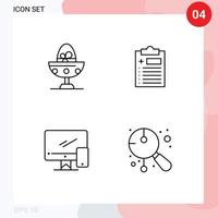 Group of 4 Filledline Flat Colors Signs and Symbols for boiled computer egg clipboard device Editable Vector Design Elements