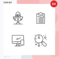 grupo de 4 signos y símbolos de colores planos de línea de llenado para elementos de diseño vectorial editables del dispositivo de portapapeles de huevo hervido vector