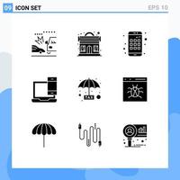 Set of 9 Modern UI Icons Symbols Signs for payable phone app macbook devices Editable Vector Design Elements