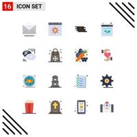 Universal Icon Symbols Group of 16 Modern Flat Colors of chat growth firewall browser bricks Editable Pack of Creative Vector Design Elements