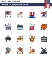 USA Happy Independence DayPictogram Set of 16 Simple Flat Filled Lines of house day day date american Editable USA Day Vector Design Elements