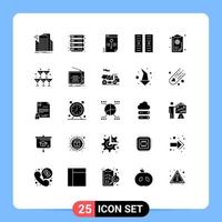 Pack of 25 Modern Solid Glyphs Signs and Symbols for Web Print Media such as education server file hosting data Editable Vector Design Elements
