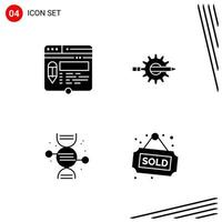 Collection of 4 Vector Icons in solid style Pixle Perfect Glyph Symbols for Web and Mobile Solid Icon Signs on White Background 4 Icons