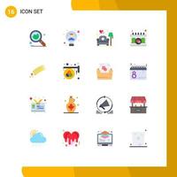 16 Flat Color concept for Websites Mobile and Apps meteor asteroid couch love calendar Editable Pack of Creative Vector Design Elements