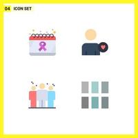 4 Thematic Vector Flat Icons and Editable Symbols of calendar coach health love corporate Editable Vector Design Elements