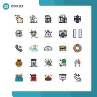 25 iconos creativos signos y símbolos modernos de protección pago educación máquina sin efectivo elementos de diseño vectorial editables vector