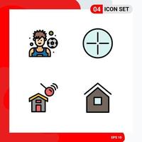 Pictogram Set of 4 Simple Filledline Flat Colors of football search ancient city home Editable Vector Design Elements