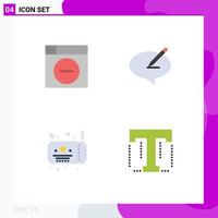 4 Universal Flat Icons Set for Web and Mobile Applications web ticket minimize note night Editable Vector Design Elements