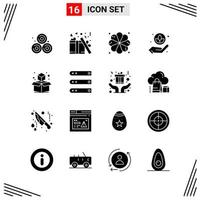 16 Icons Solid Style Grid Based Creative Glyph Symbols for Website Design Simple Solid Icon Signs Isolated on White Background 16 Icon Set vector