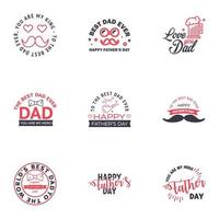 las tarjetas de felicitación del día del padre feliz establecen 9 letras tipográficas vectoriales en negro y rosa utilizables para imprimir pancartas eres el mejor diseño de texto de papá elementos de diseño vectorial editables vector