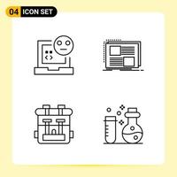 4 iconos creativos para el diseño moderno de sitios web y aplicaciones móviles receptivas 4 símbolos de contorno signos sobre fondo blanco paquete de 4 iconos vector