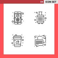 4 Icon Pack Line Style Outline Symbols on White Background Simple Signs for general designing vector